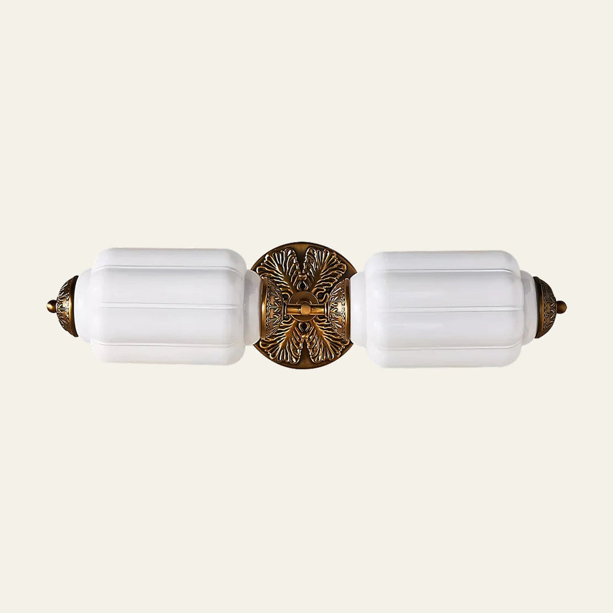 Milk Glass Vanity Light, Art Deco 2-Light Brass or Black