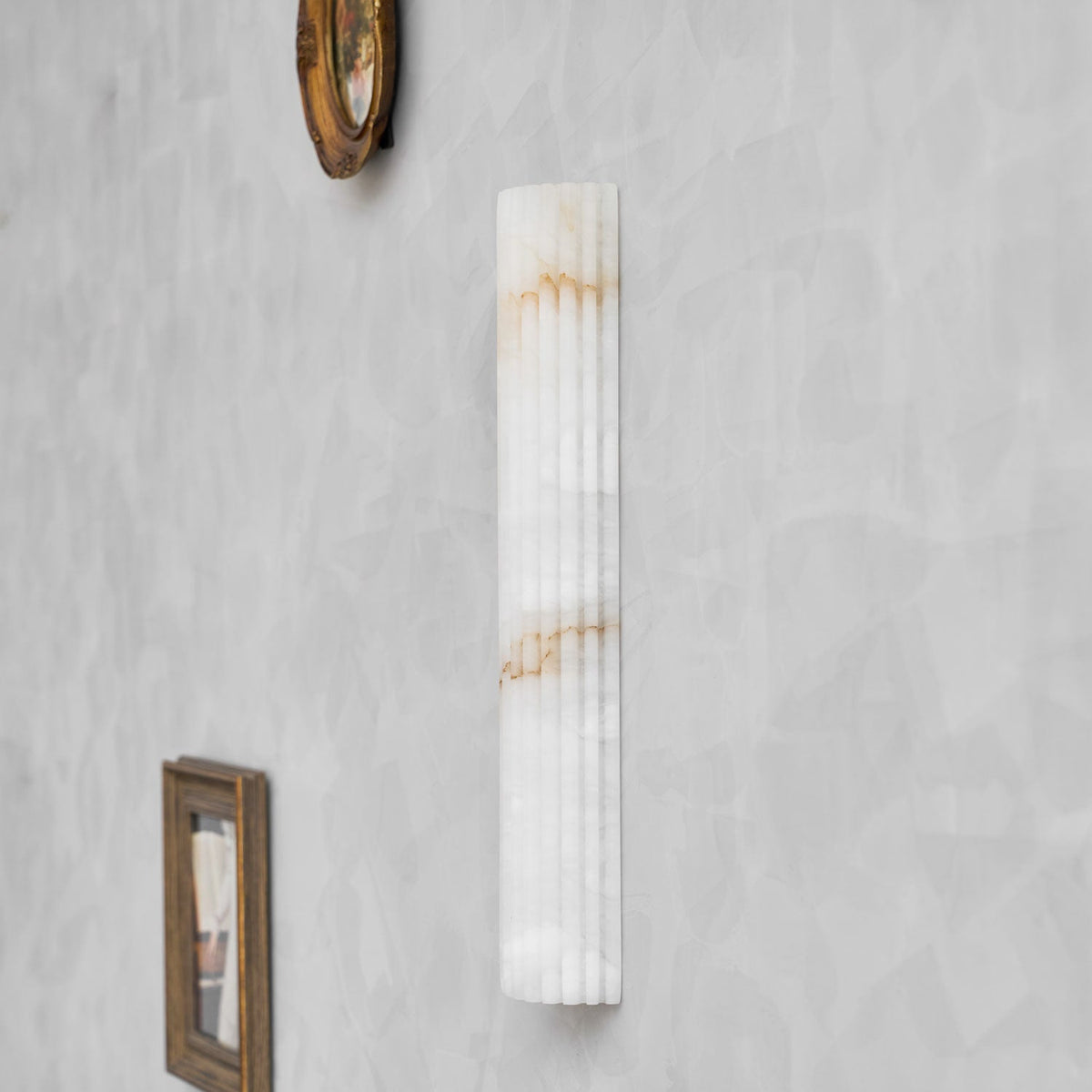 Ribbed Alabaster Wall Sconce, Dimmable LED Stone Wall Light