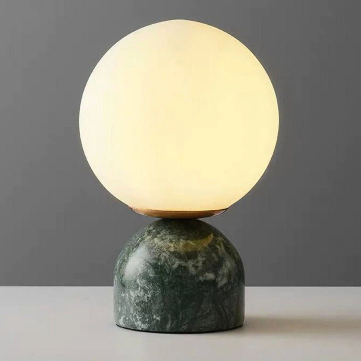 Marble Table Lamp, White Glass Globe Bedside Lamp