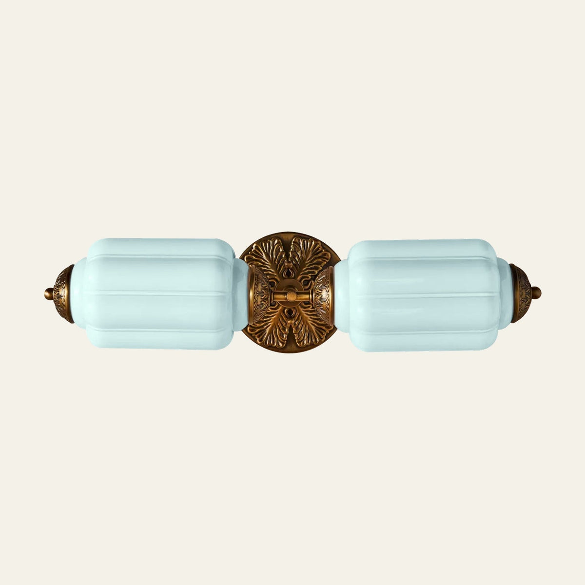 Milk Glass Vanity Light, Art Deco 2-Light Brass or Black