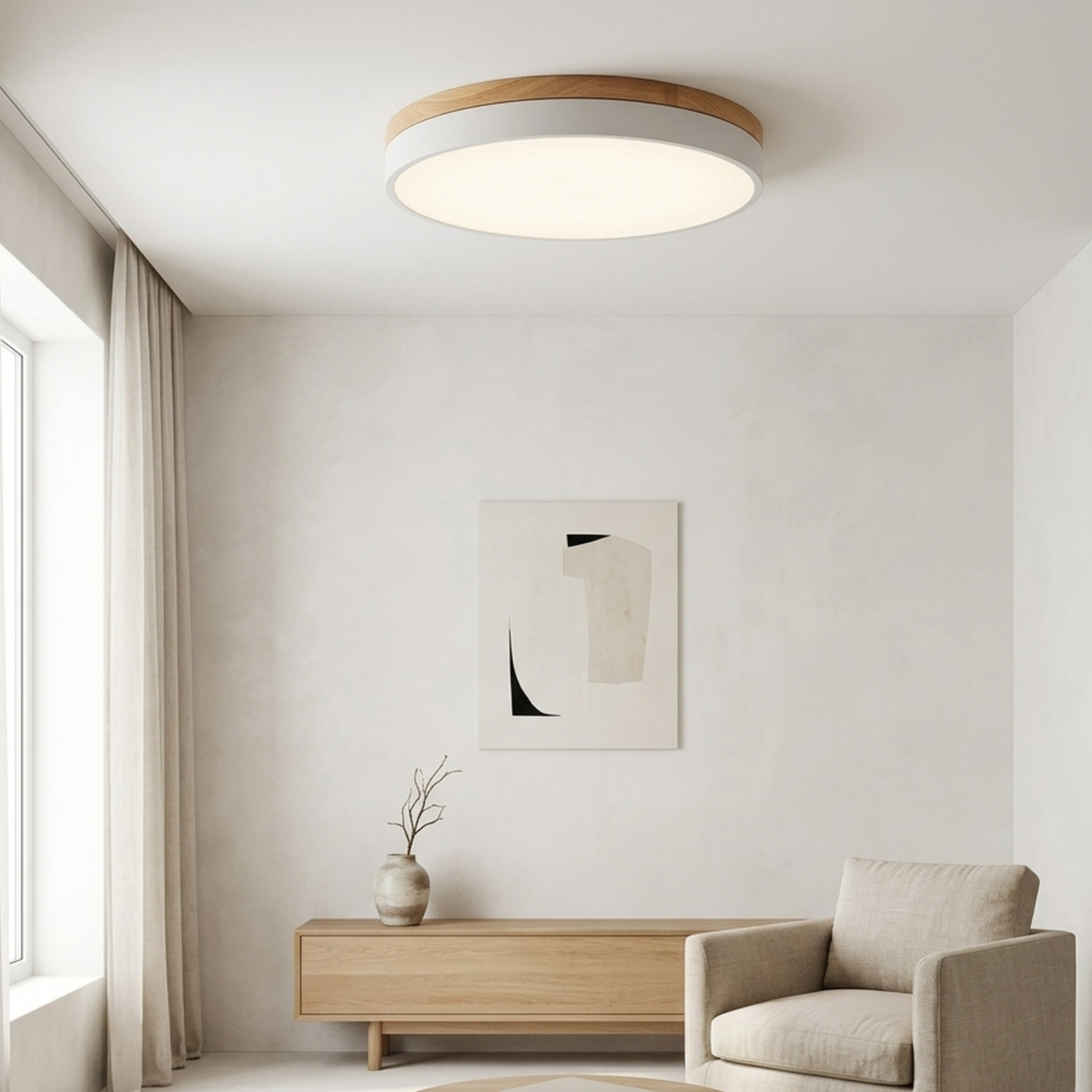 Bauhaus Disc Ceiling Light, Flat Round Flush Mount Lamp