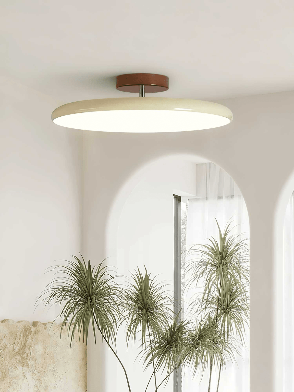 Bauhaus Swivel Arm Ceiling Light, Dimmable LED Disc Lamp