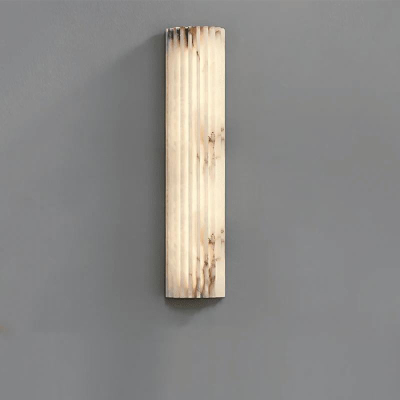 Ribbed Alabaster Wall Sconce, Dimmable LED Stone Wall Light