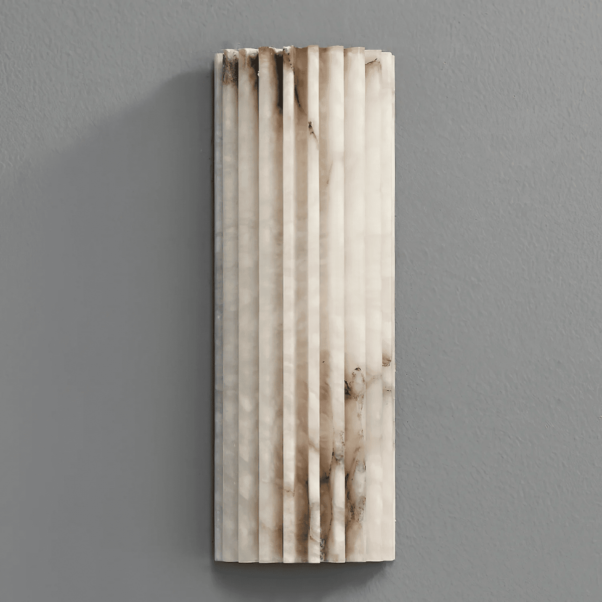 Ribbed Alabaster Wall Sconce, Dimmable LED Stone Wall Light