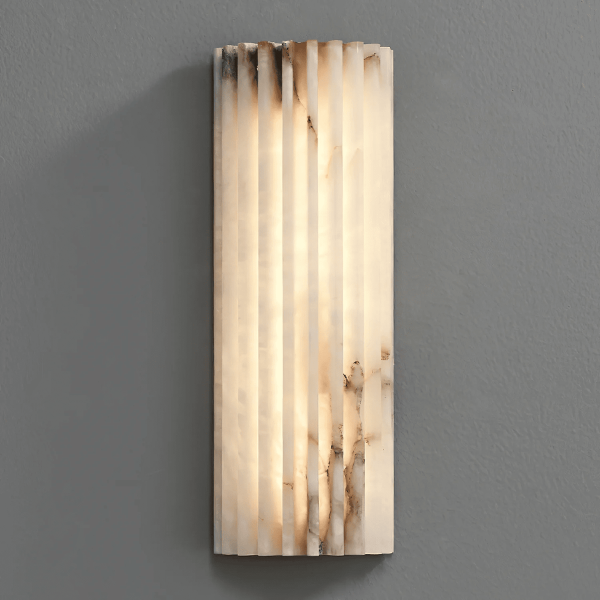 Ribbed Alabaster Wall Sconce, Dimmable LED Stone Wall Light