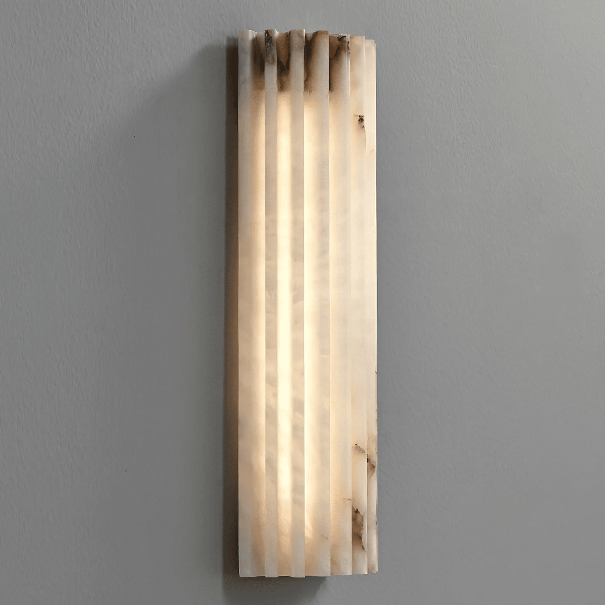 Ribbed Alabaster Wall Sconce, Dimmable LED Stone Wall Light