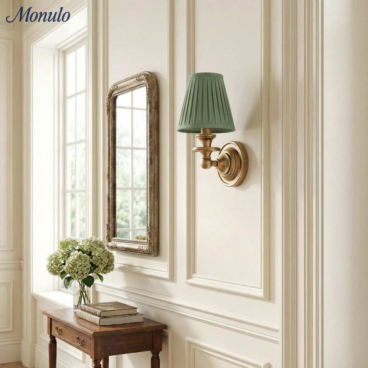 Linen Drum Shade Wall Sconce, Farmhouse Bedroom Wall Lamp