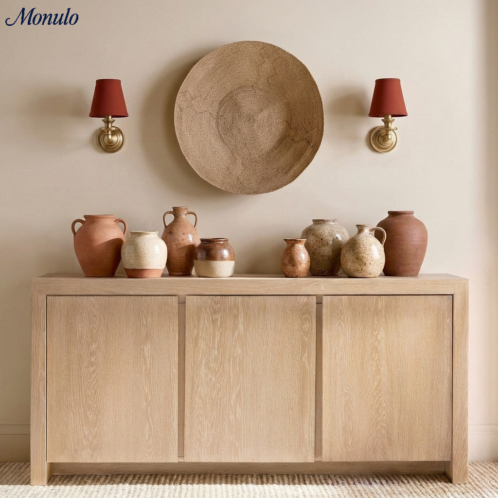 Linen Drum Shade Wall Sconce, Farmhouse Bedroom Wall Lamp