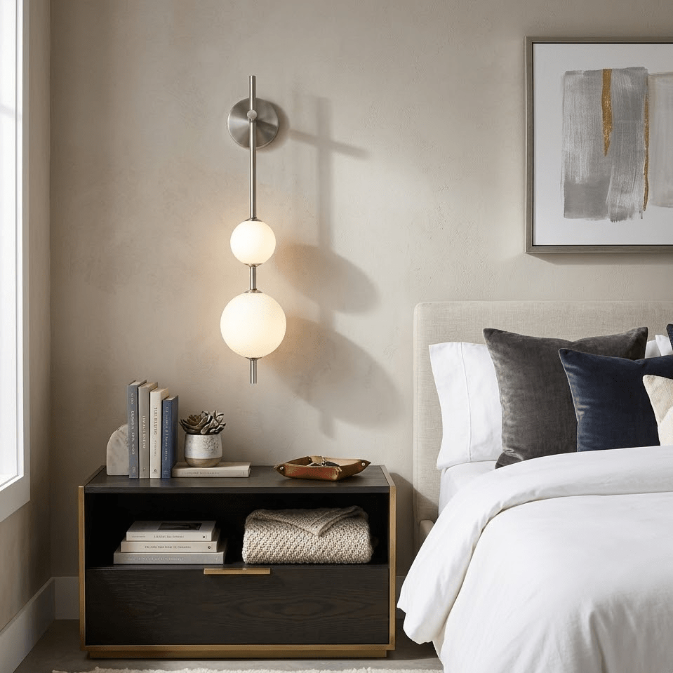 Stacked Globe Wall Sconce, Vertical LED Bathroom Wall Light