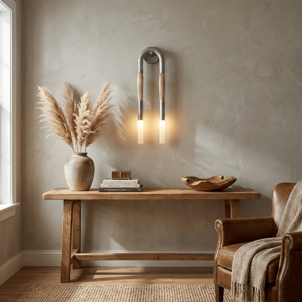 Horsehair Wall Sconce, Sculptural Faux Mane Iron Wall Light
