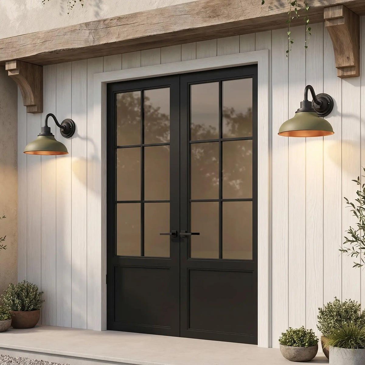 Outdoor Barn Light, 12 in Gooseneck Dome Metal Wall Sconce