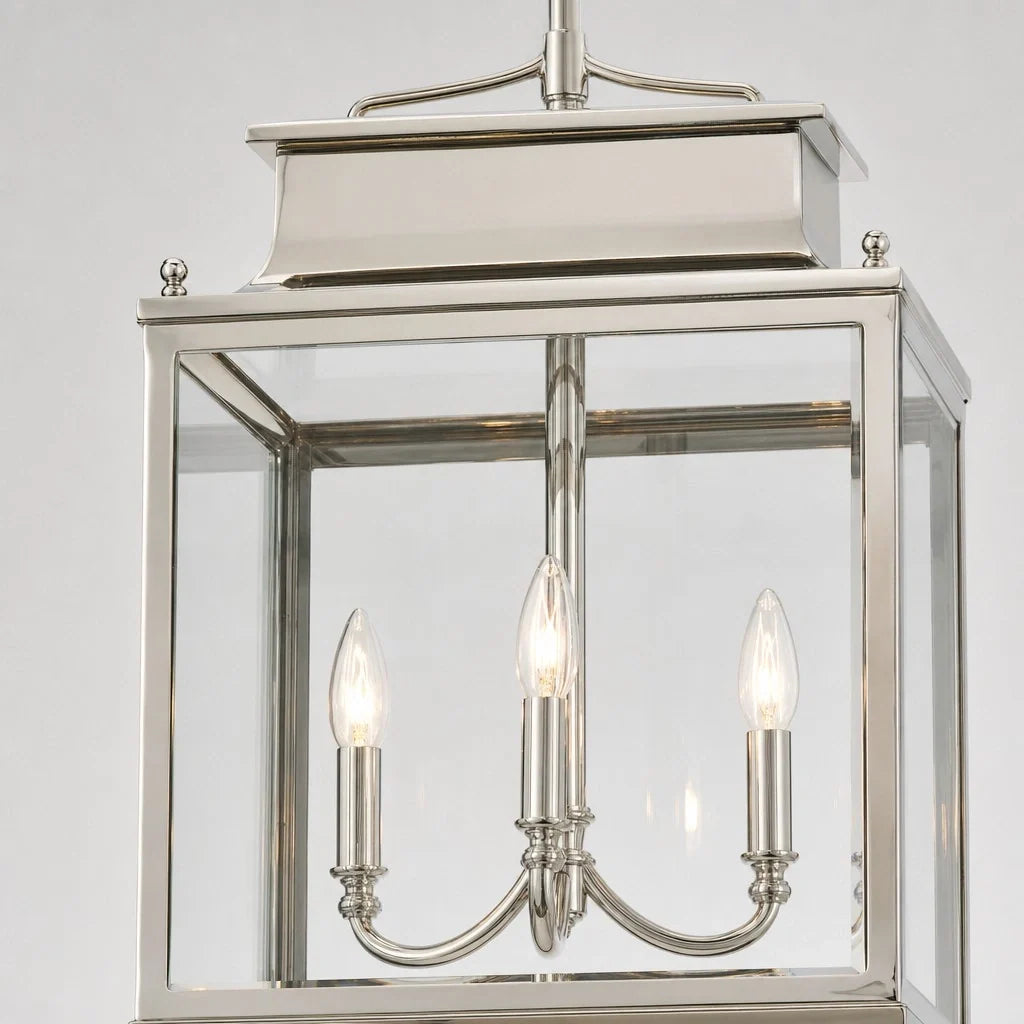 Outdoor Lantern Pendant Light, 4-Light Clear Glass Porch