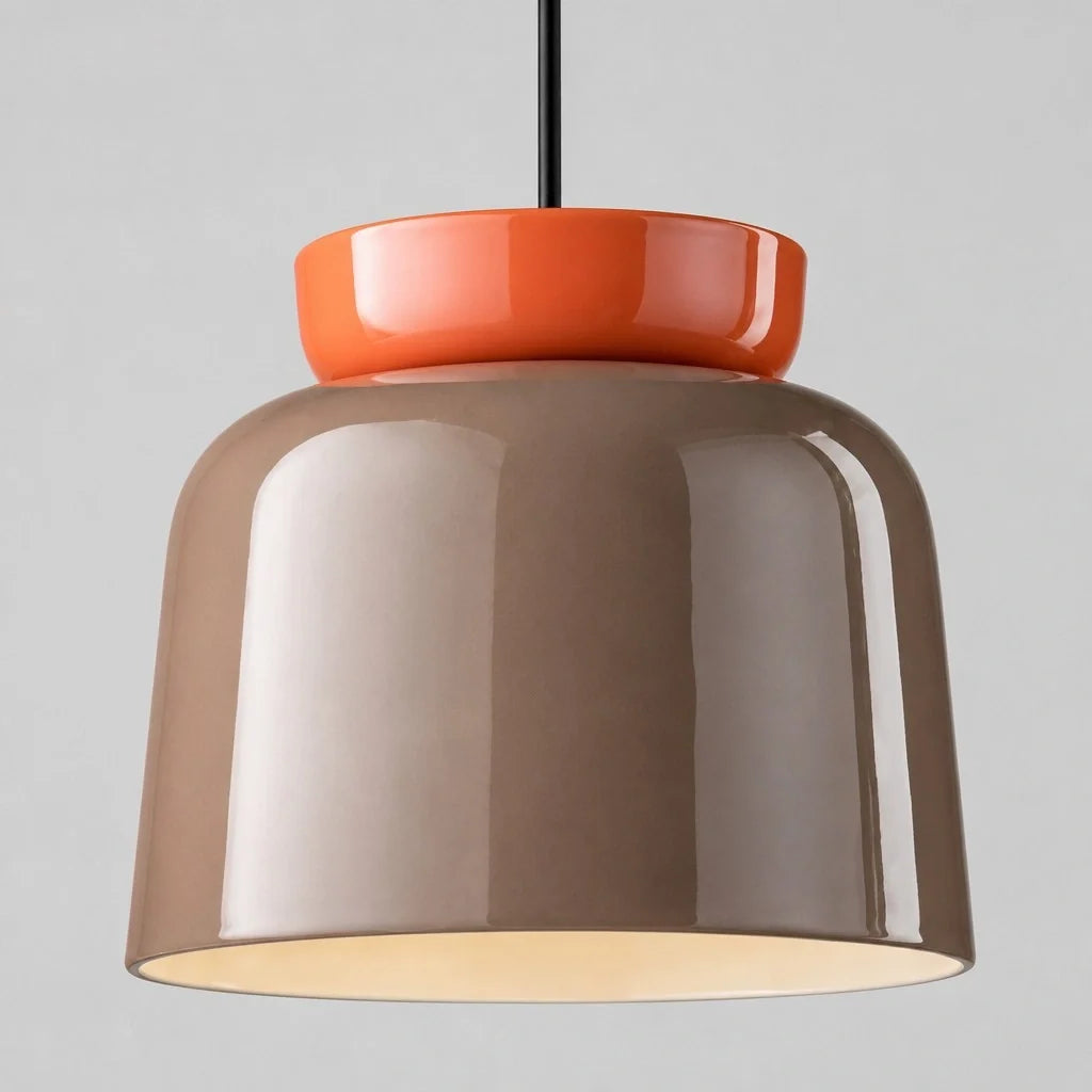 Bauhaus Ceramic Pendant Light, Two-Tone Colorful Bowl Lamp