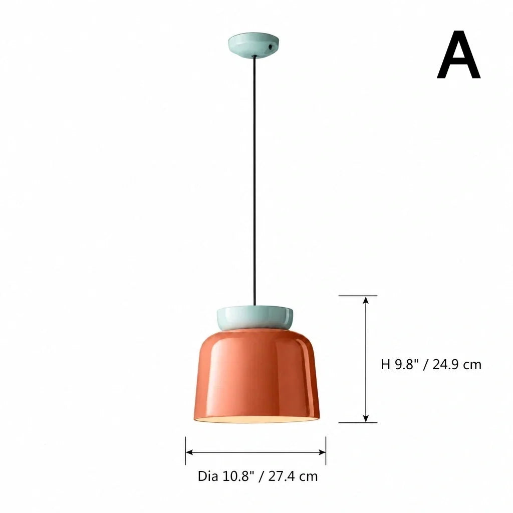Bauhaus Ceramic Pendant Light, Two-Tone Colorful Bowl Lamp