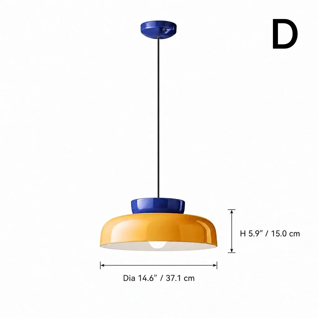 Bauhaus Ceramic Pendant Light, Two-Tone Colorful Bowl Lamp