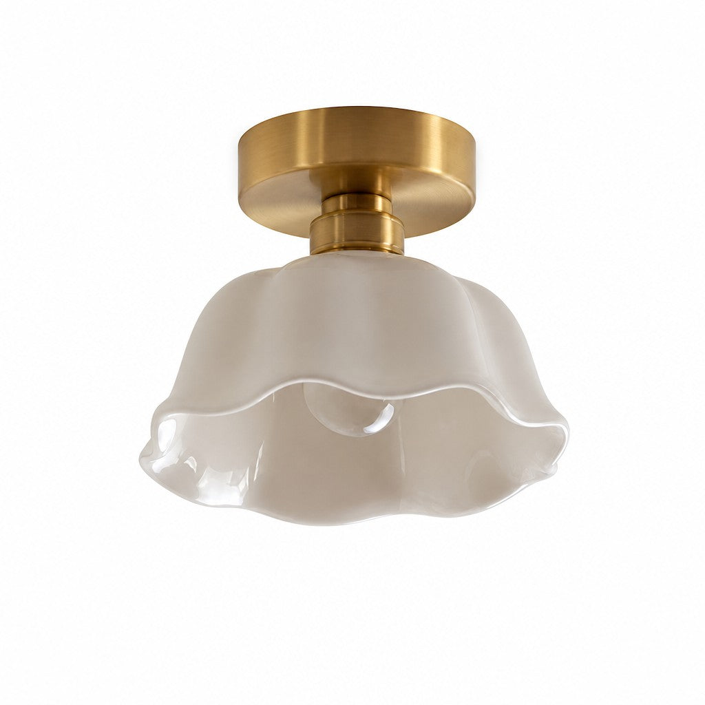 Ceramic Flower Pendant Light, White Mini or Flush Mount