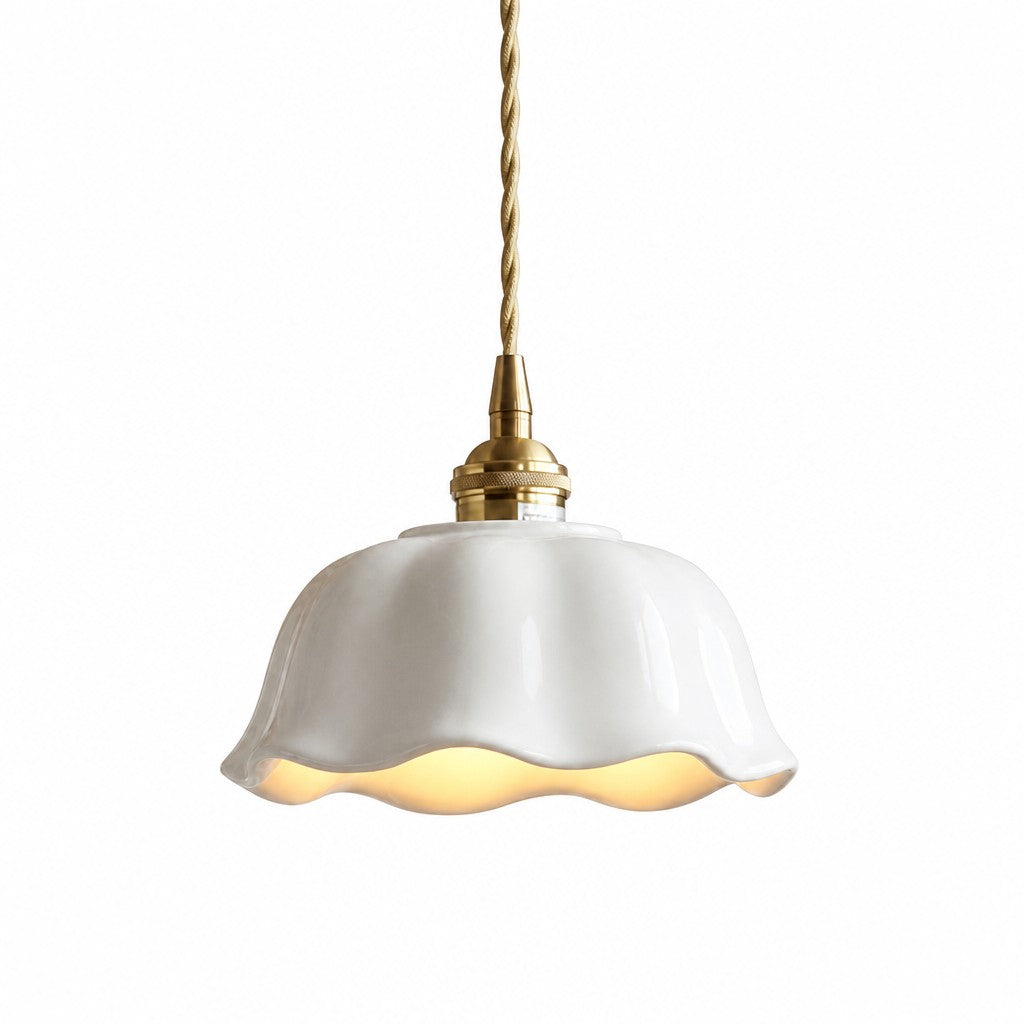 Ceramic Flower Pendant Light, White Mini or Flush Mount