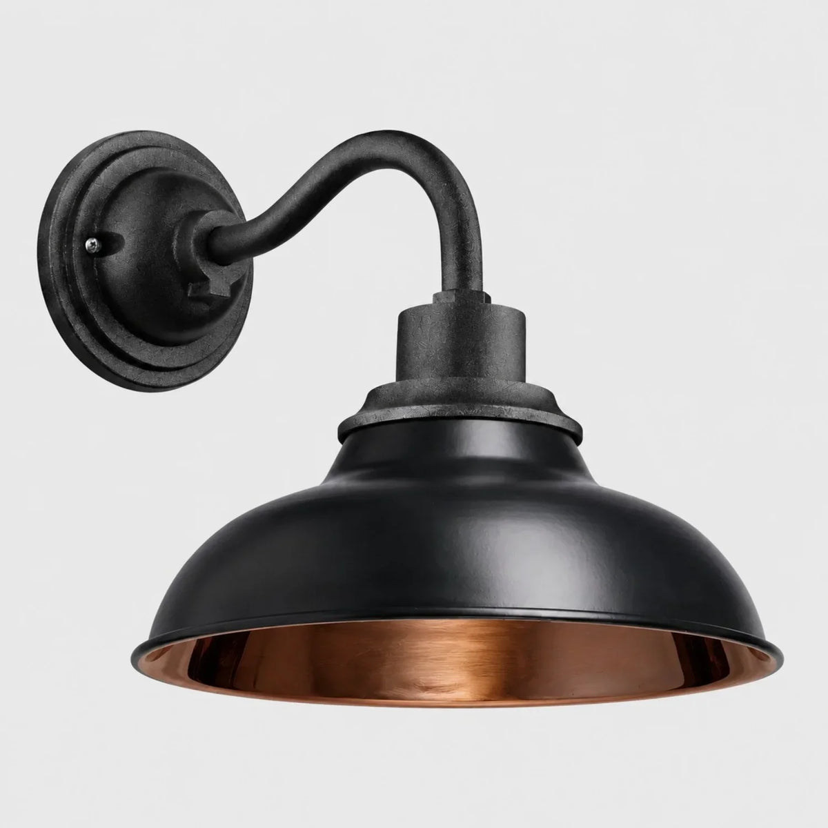 Outdoor Barn Light, 12 in Gooseneck Dome Metal Wall Sconce