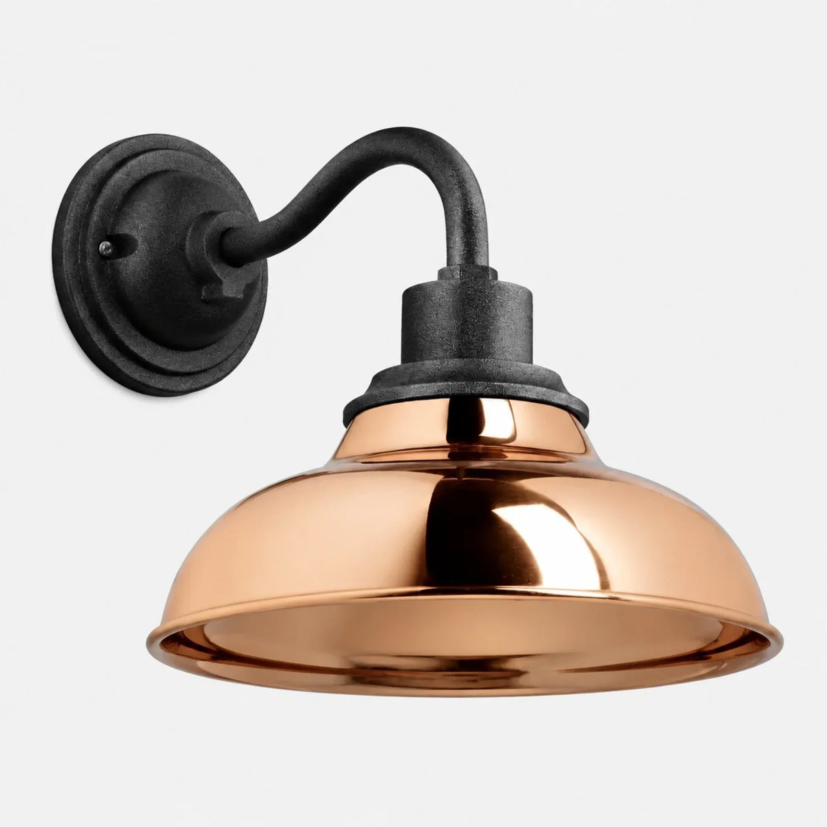 Outdoor Barn Light, 12 in Gooseneck Dome Metal Wall Sconce