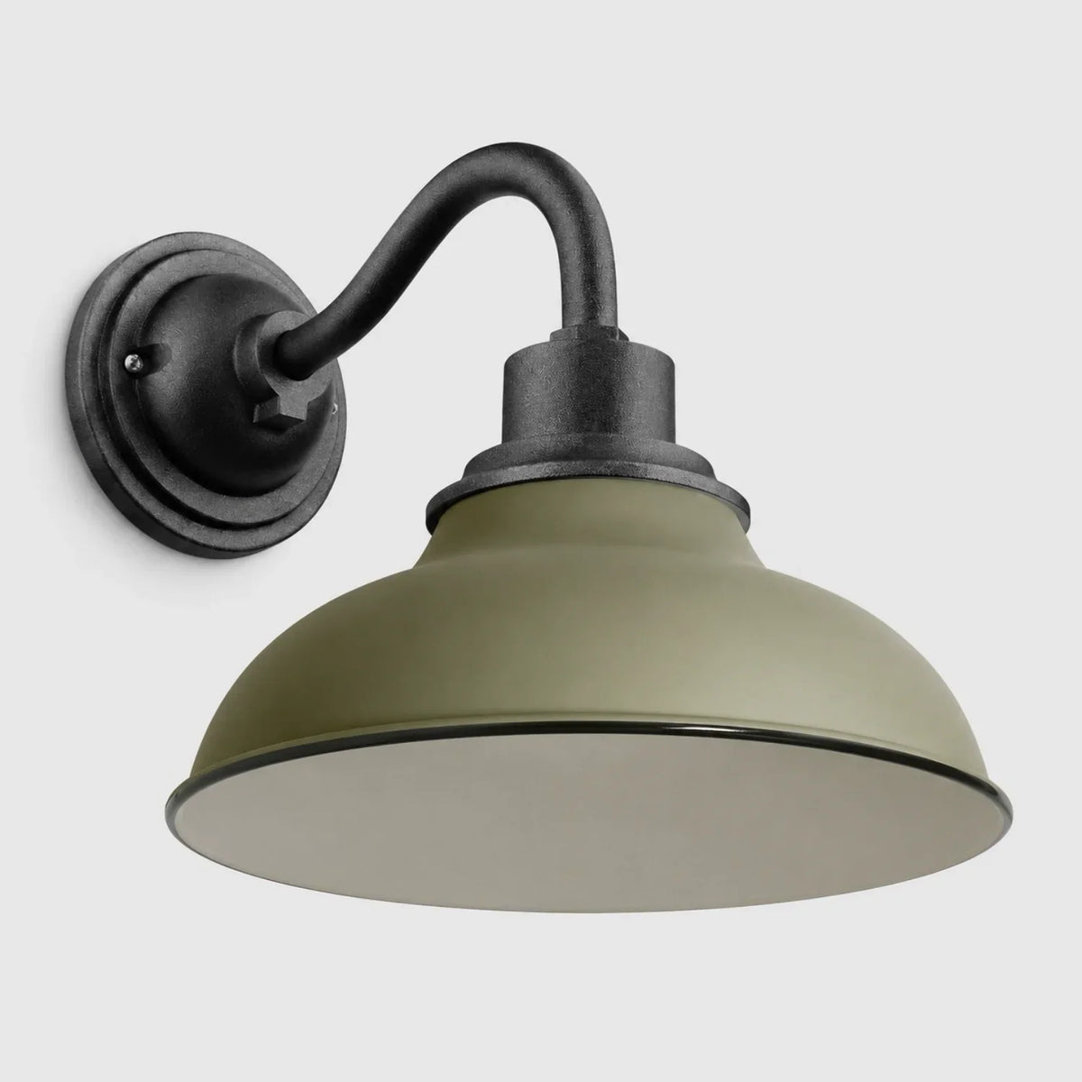 Outdoor Barn Light, 12 in Gooseneck Dome Metal Wall Sconce