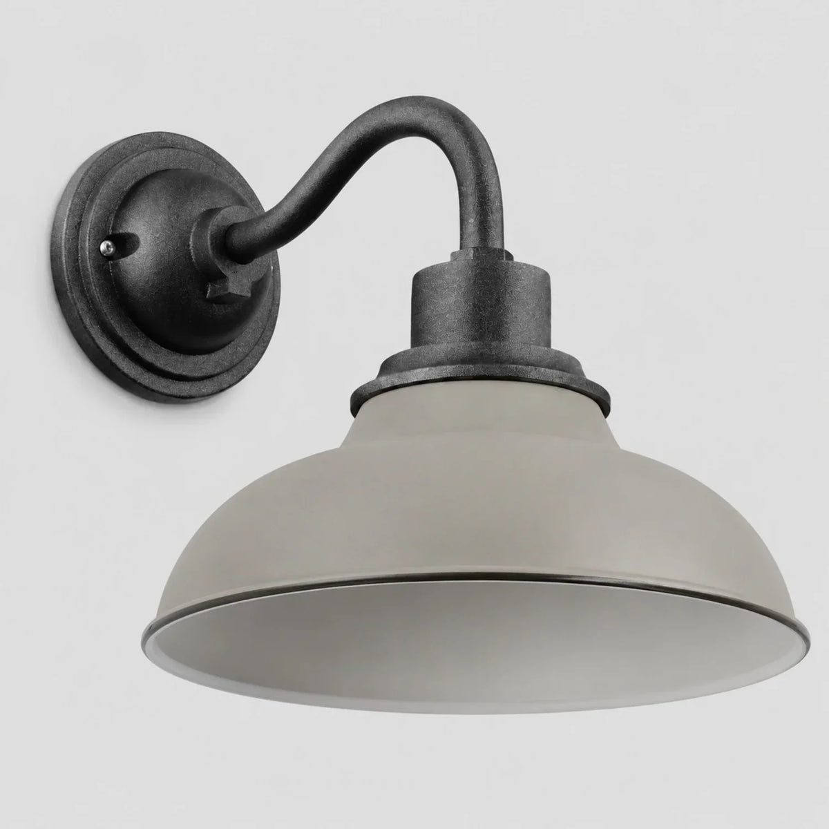 Outdoor Barn Light, 12 in Gooseneck Dome Metal Wall Sconce
