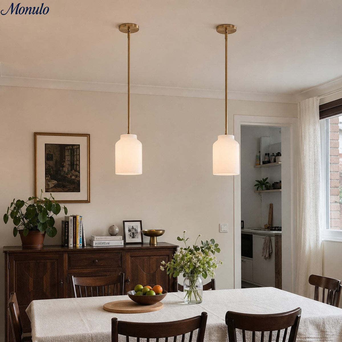 Nordic Glass & Metal Pendant Light, Kitchen Island Lamp