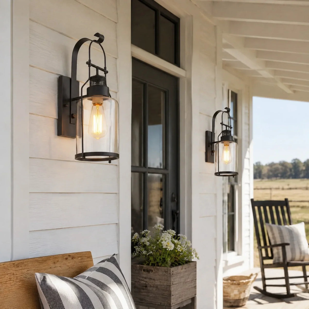 Industrial Glass Jar Wall Sconce, Rustic Metal Cage Light