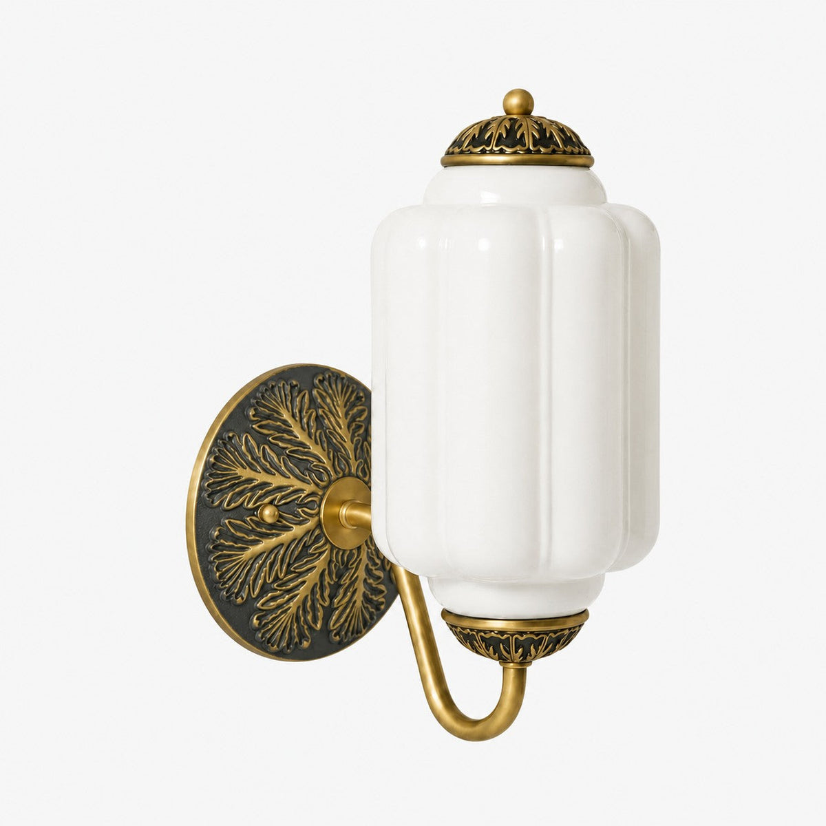 Vintage Brass Milk Glass Wall Sconce — Casa Toscana Bedside & Hallway Bedroom Fixture