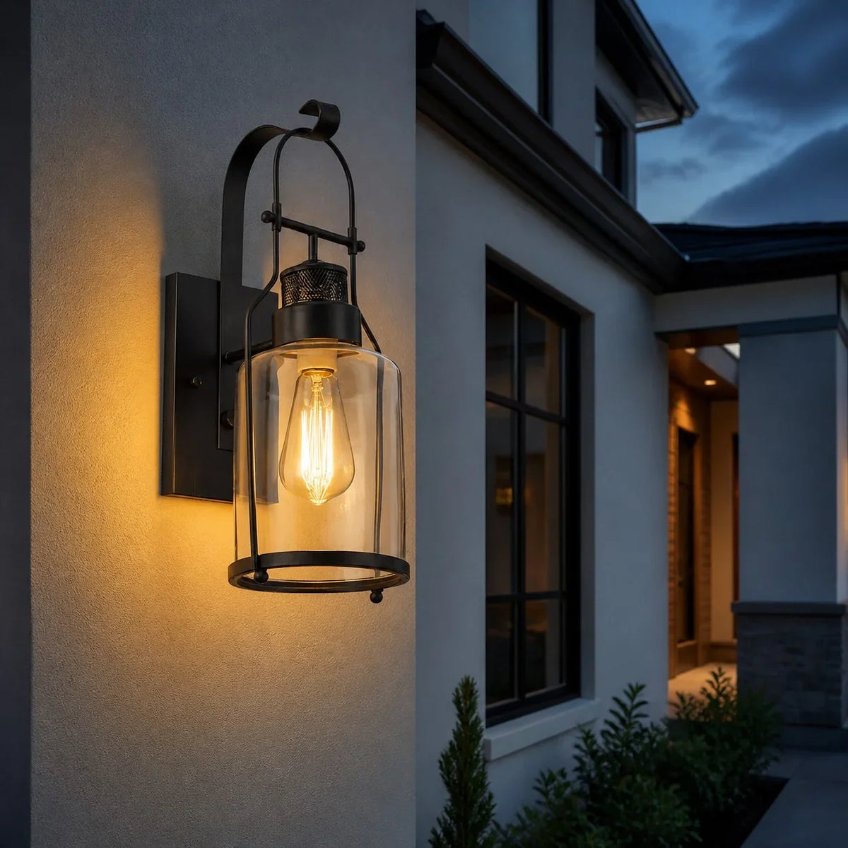 Industrial Glass Jar Wall Sconce, Rustic Metal Cage Light