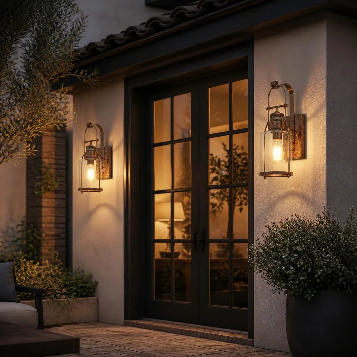 Industrial Glass Jar Wall Sconce, Rustic Metal Cage Light