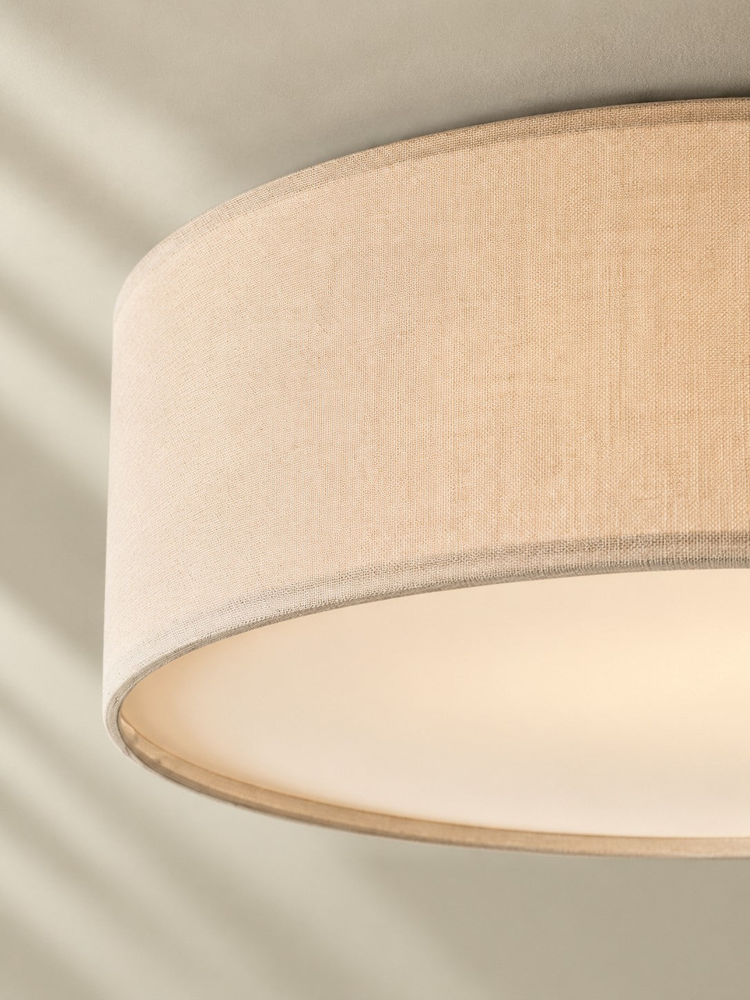Linen Drum Flush Mount Ceiling Light, Low Profile Lamp