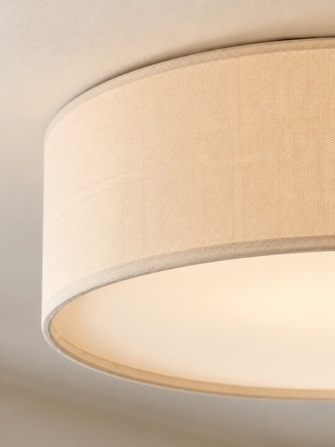 Linen Drum Flush Mount Ceiling Light, Low Profile Lamp