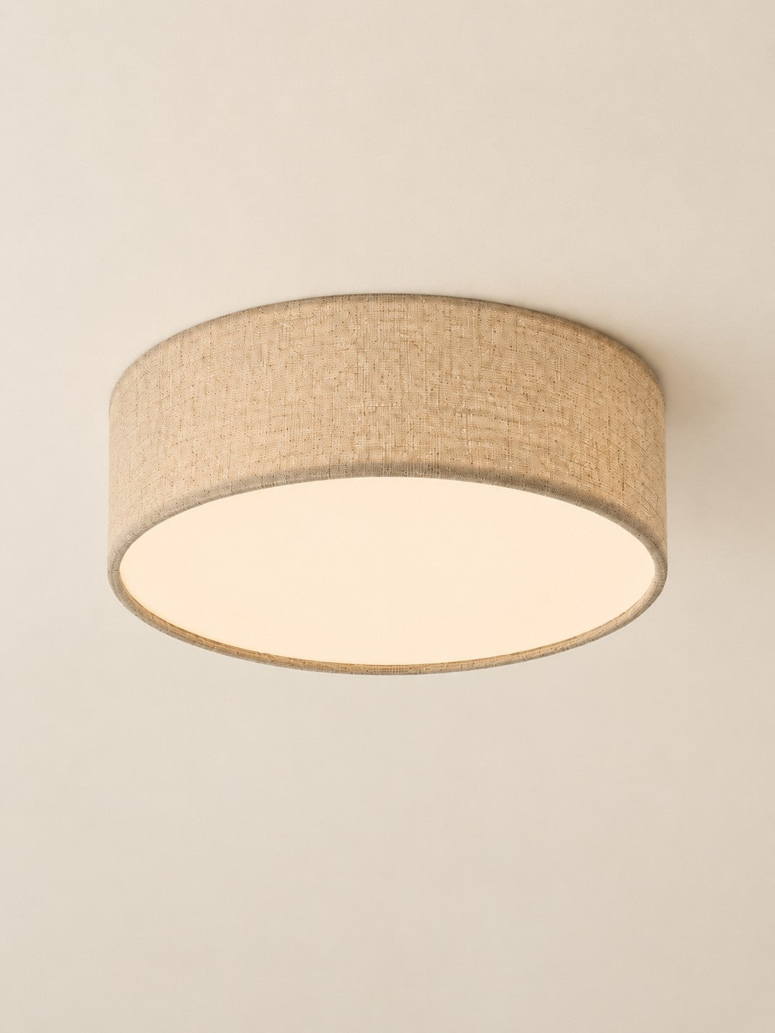 Linen Drum Flush Mount Ceiling Light, Low Profile Lamp