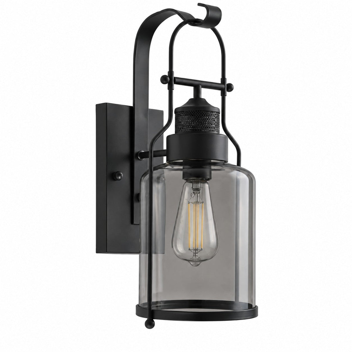 Industrial Glass Jar Wall Sconce, Rustic Metal Cage Light