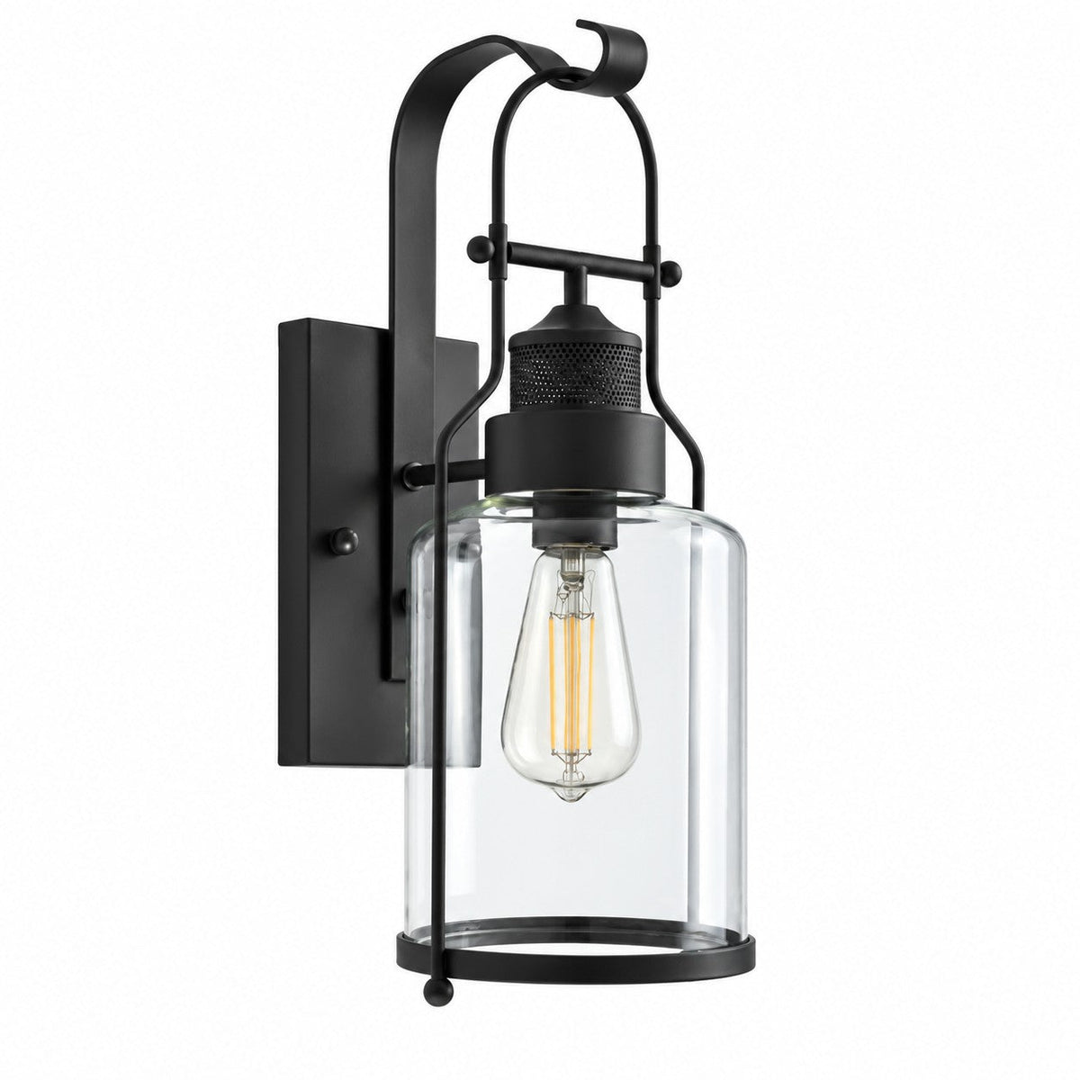 Industrial Glass Jar Wall Sconce, Rustic Metal Cage Light