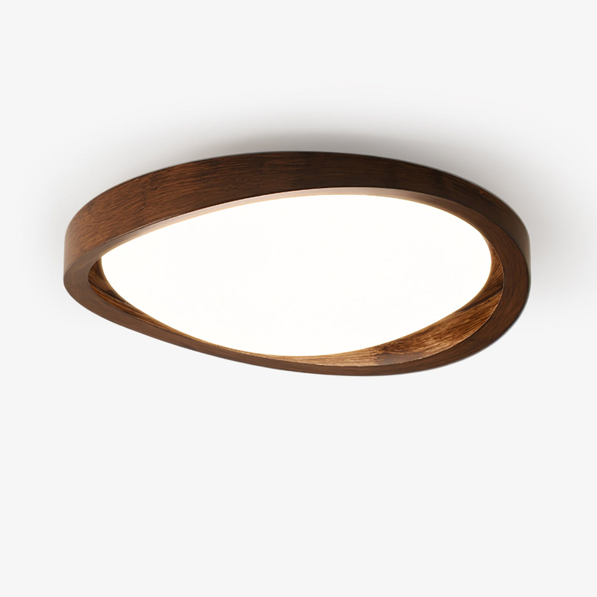 Walnut Flush Mount Ceiling Light, Curved Edge LED Lamp