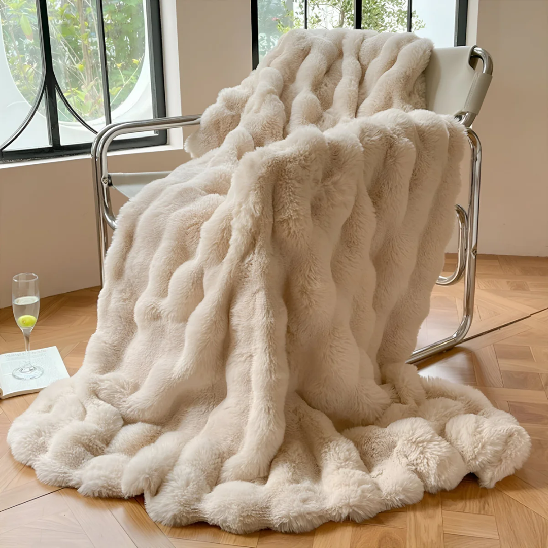 Faux Fur Fleece Blanket, Soft Travel Throw, 5 Colors