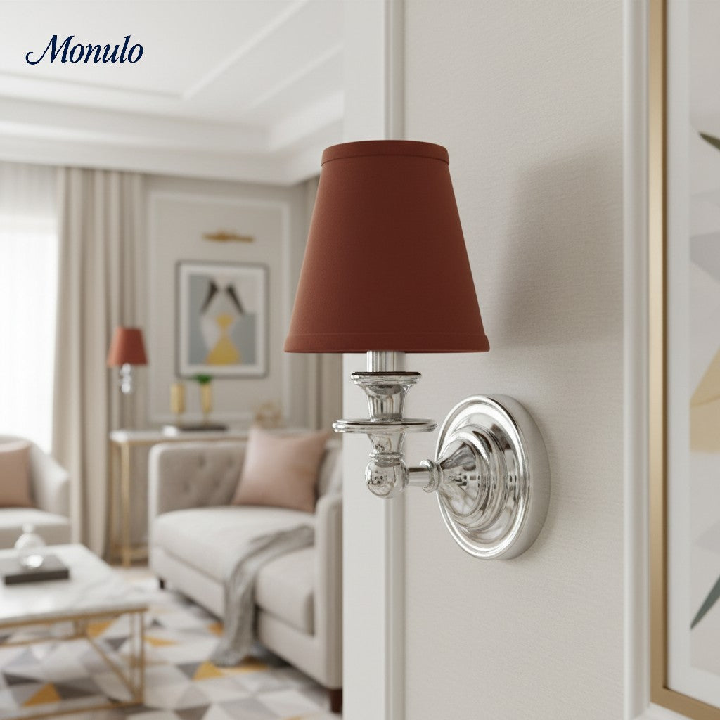 Linen Drum Shade Wall Sconce, Farmhouse Bedroom Wall Lamp