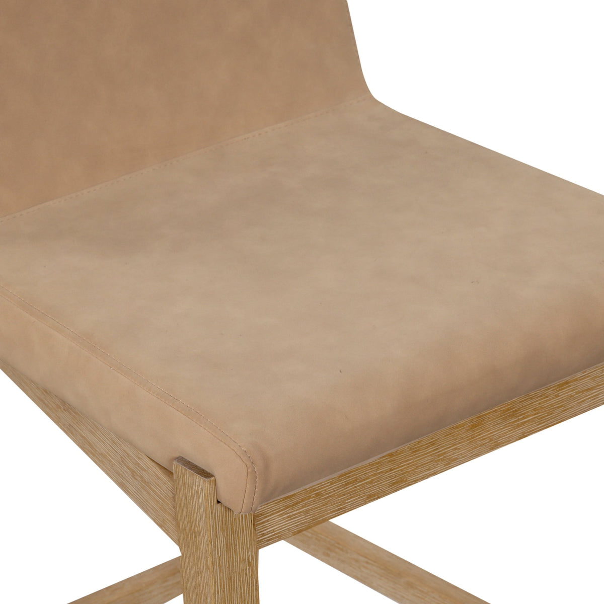 Faux Suede Counter Stool, Light Brown Wood Kitchen Stool