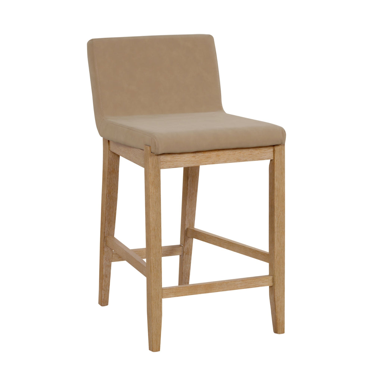 Faux Suede Counter Stool, Light Brown Wood Kitchen Stool