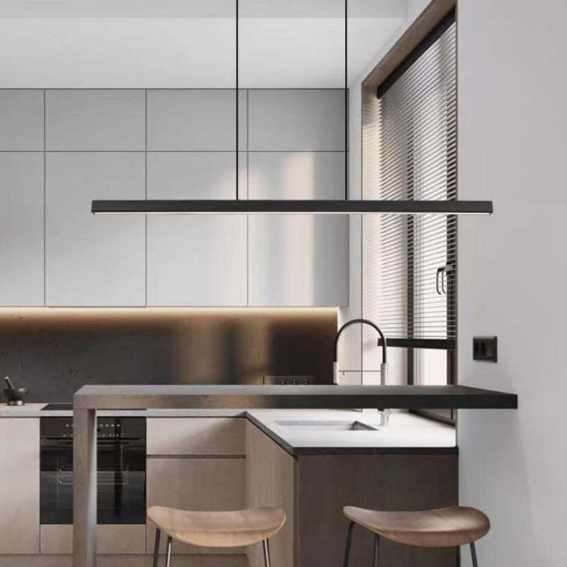 Linear LED Pendant Light, Black or Brown Dining Table Lamp