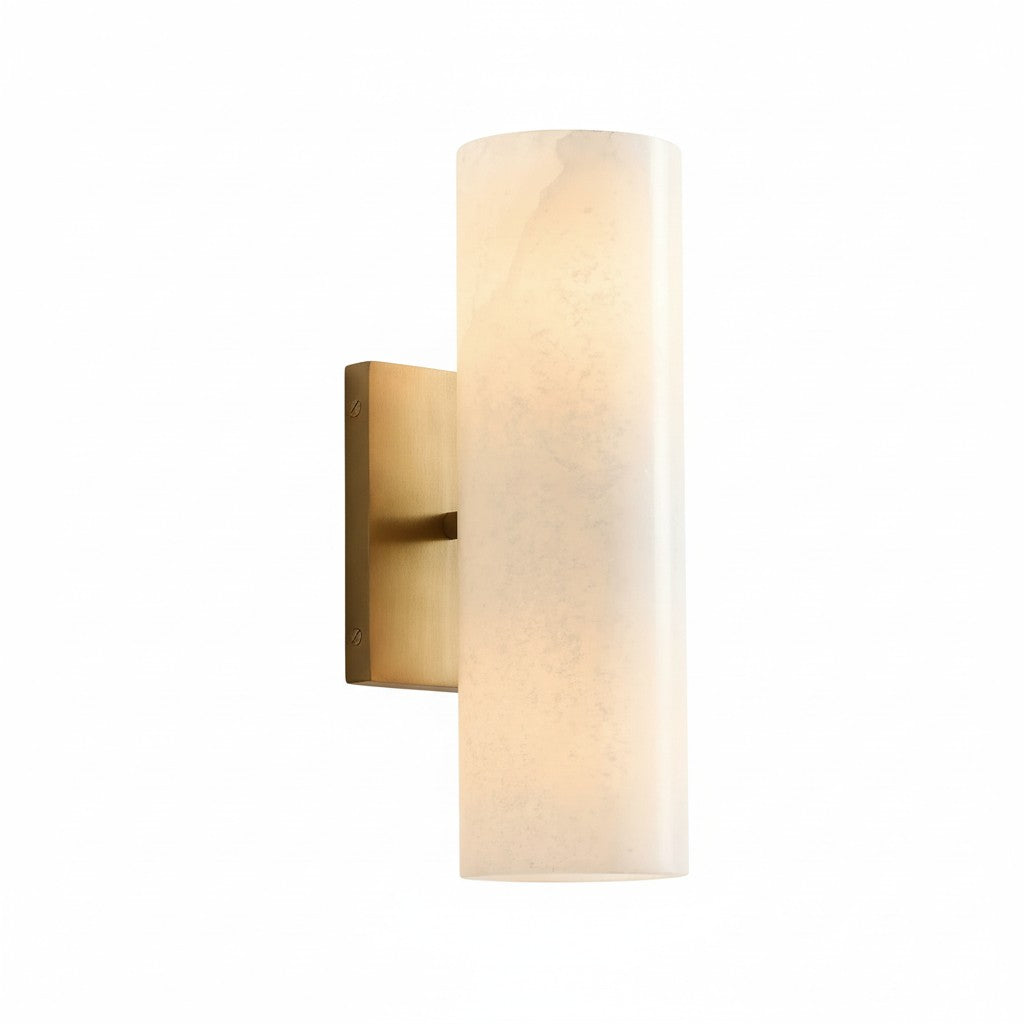Alabaster Tube Wall Sconce, Single Cylinder, Glass or Stone