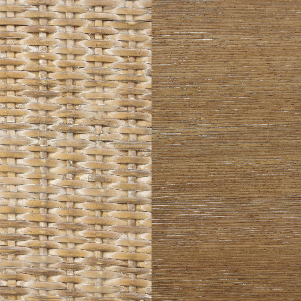 Rattan and Glass End Table, Solid Wood Side Table
