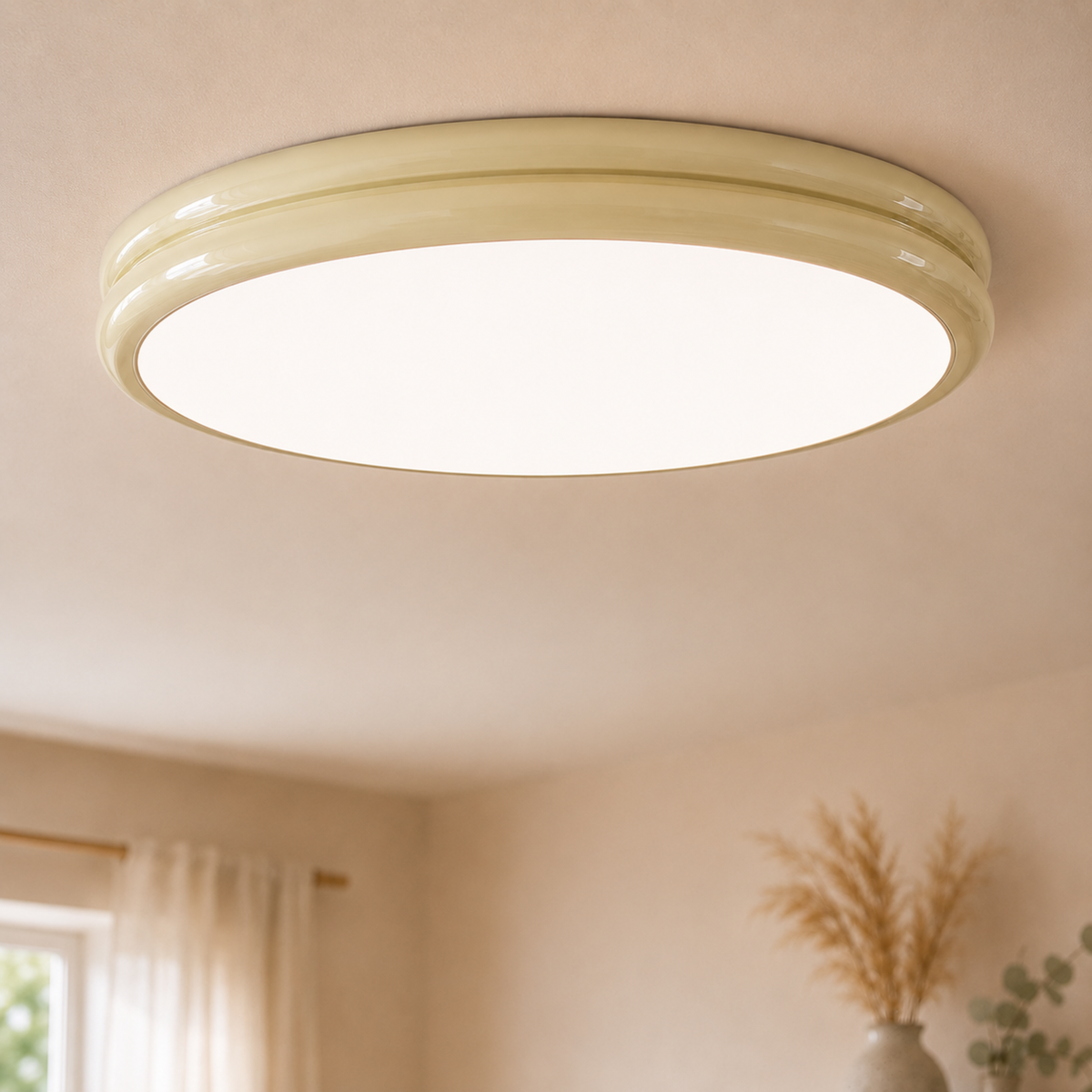 Bauhaus Flush Mount Light, Glossy Stepped Ring Ceiling Lamp