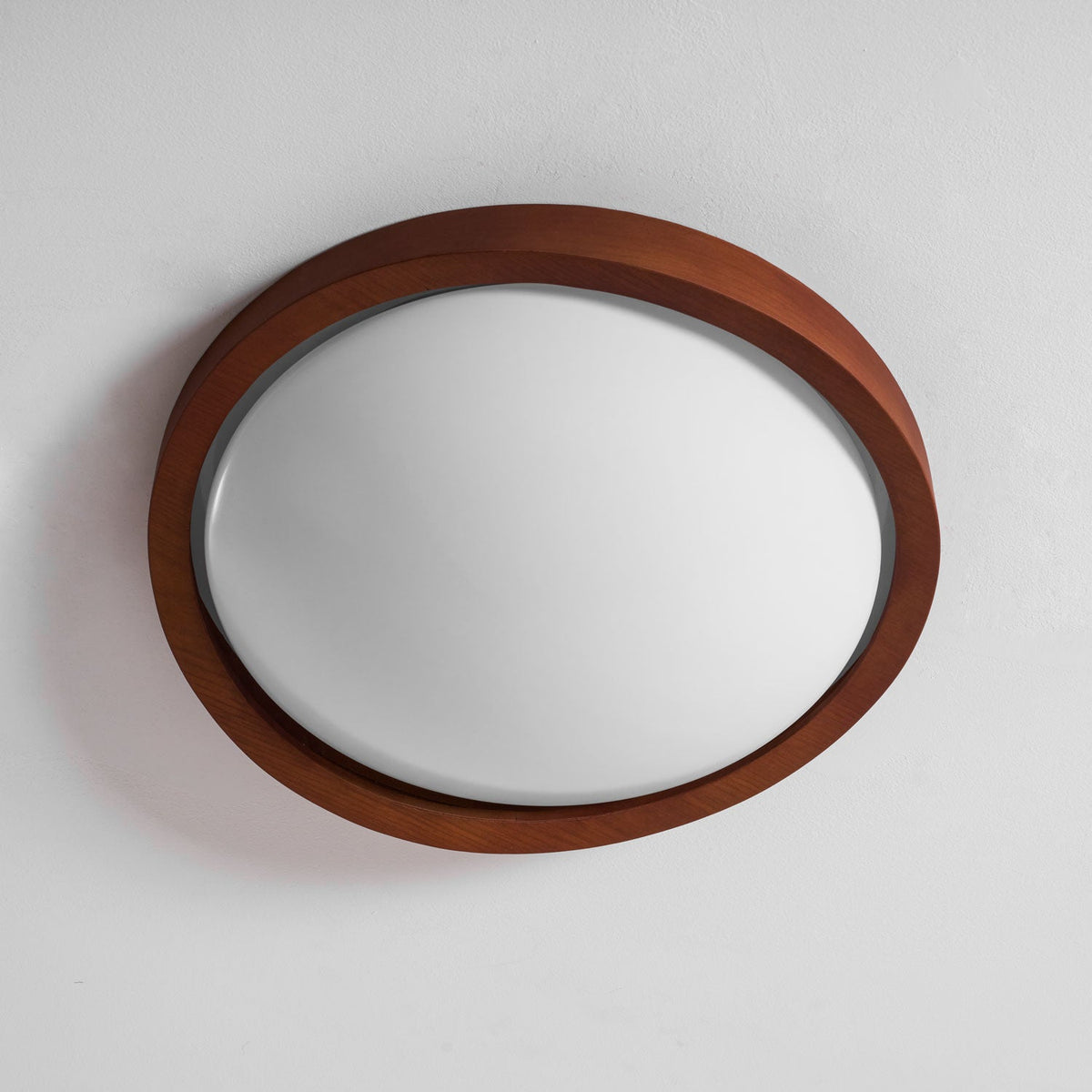 Walnut Flush Mount Ceiling Light, Curved Edge LED Lamp