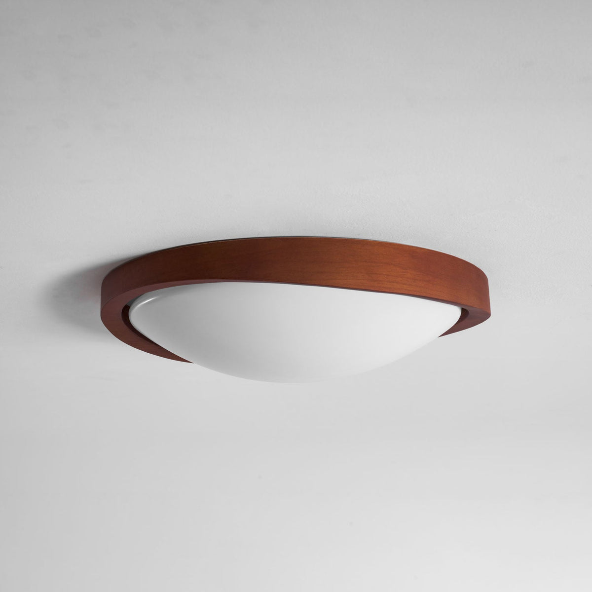 Walnut Flush Mount Ceiling Light, Curved Edge LED Lamp