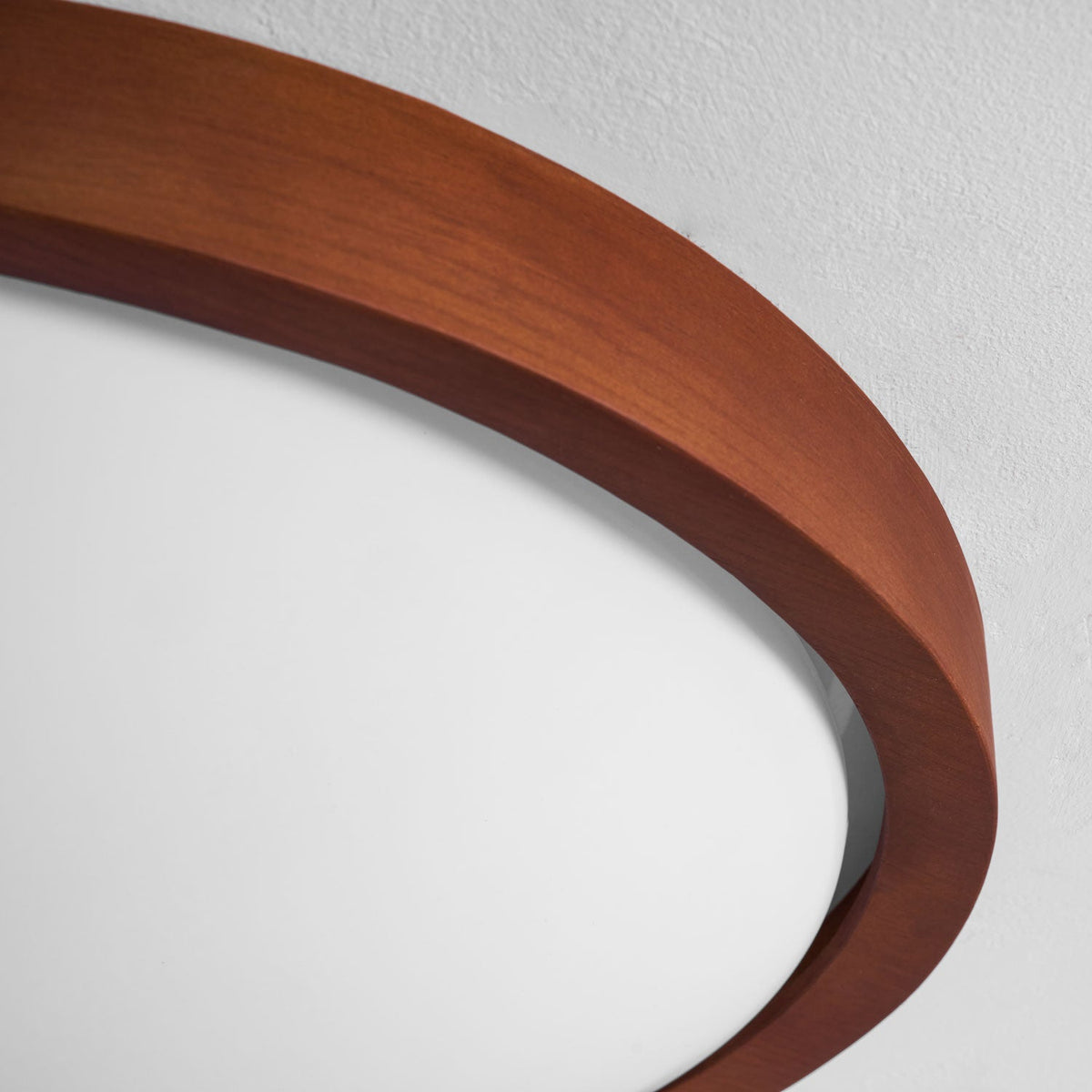 Walnut Flush Mount Ceiling Light, Curved Edge LED Lamp