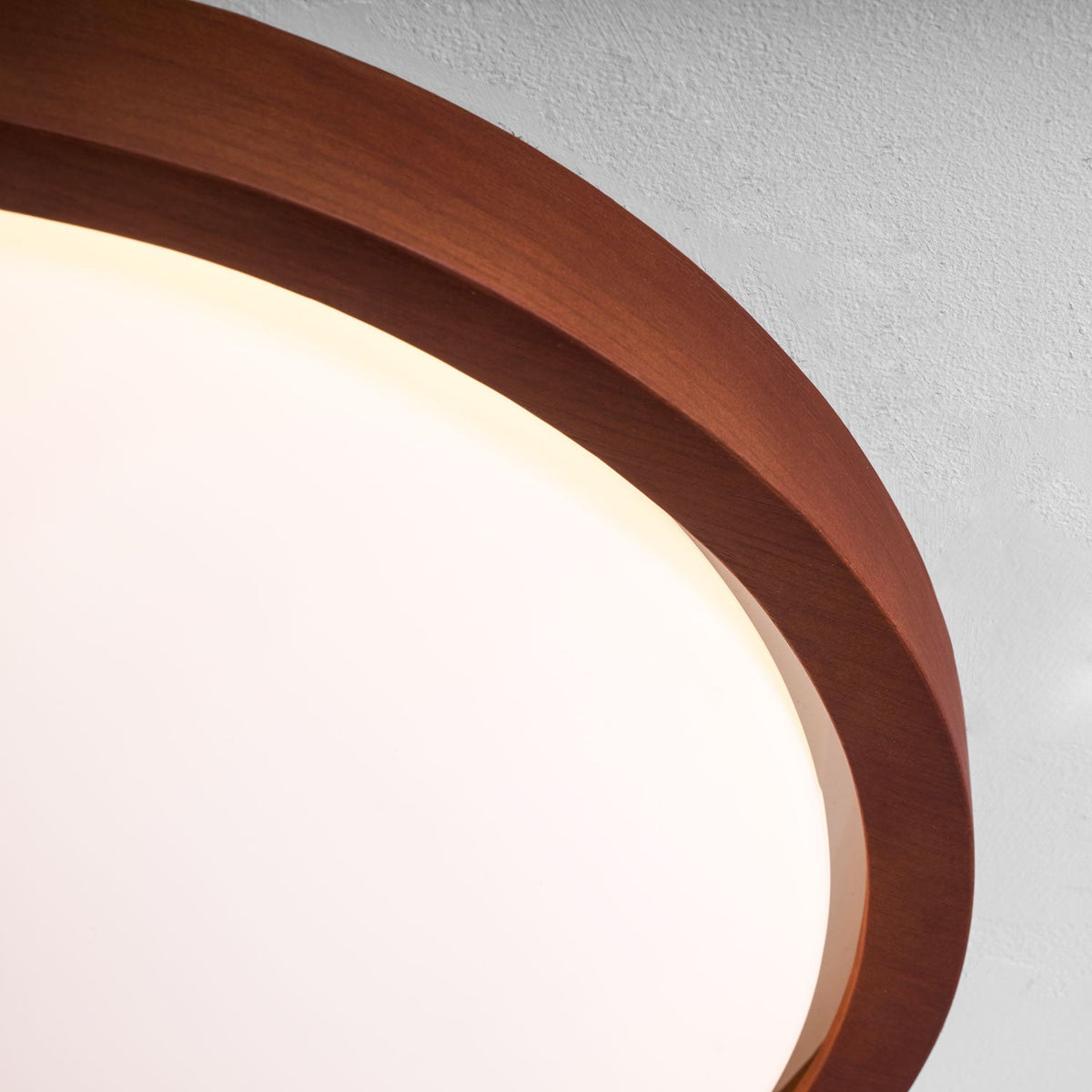 Walnut Flush Mount Ceiling Light, Curved Edge LED Lamp
