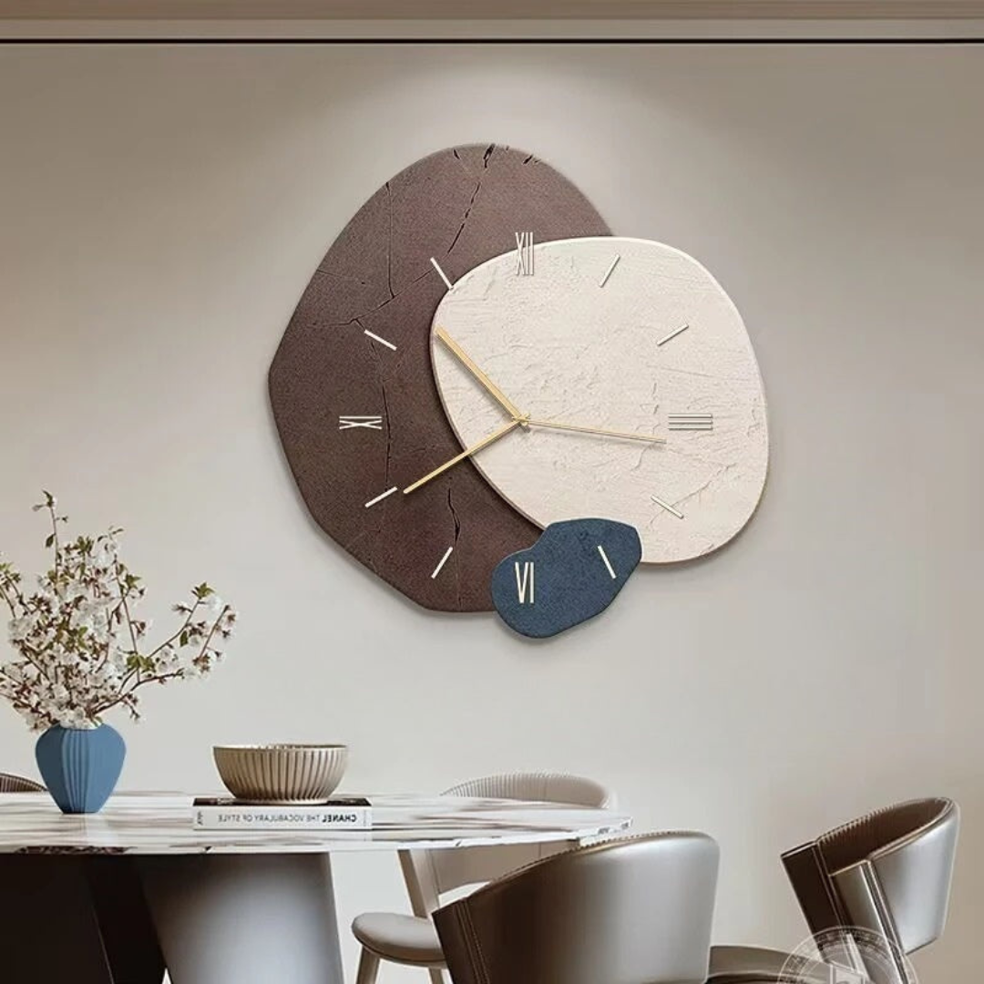 LED Backlit Wall Clock, Modern Wood Sculptural Wall Art