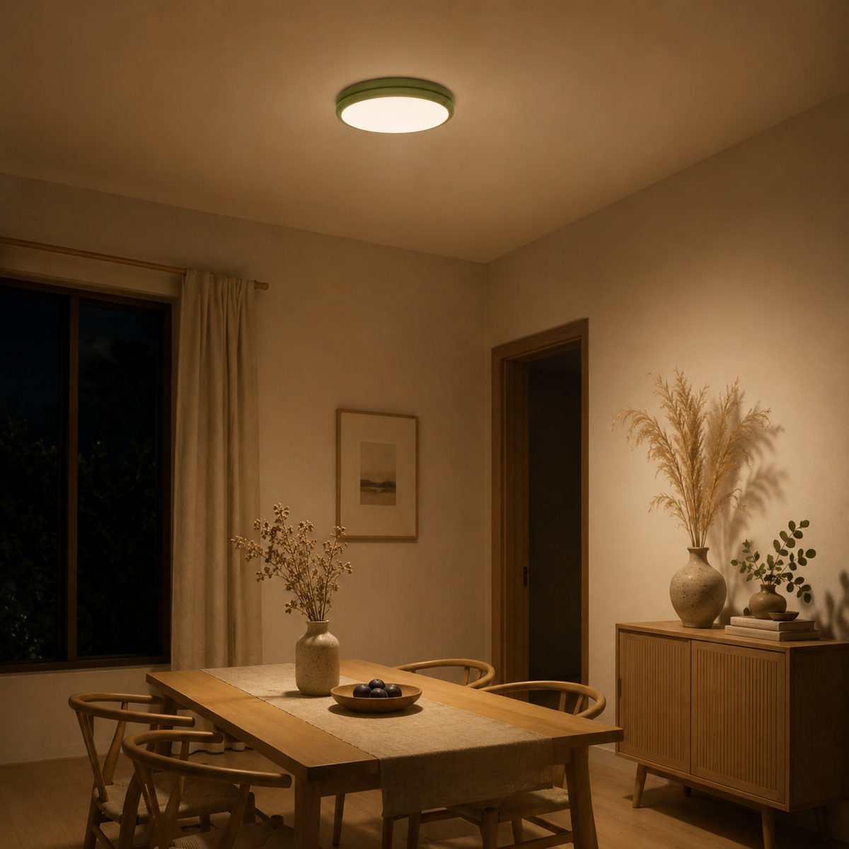 Bauhaus Flush Mount Light, Glossy Stepped Ring Ceiling Lamp